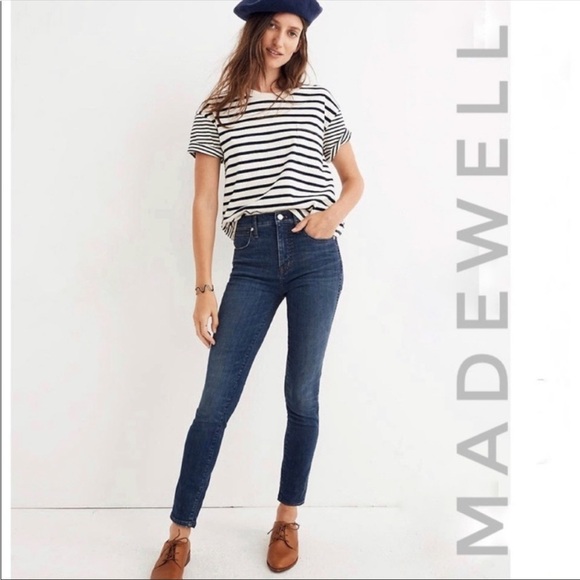 Madewell 10” High Rise Skinny Stretch Denim Blue Jeans - Picture 1 of 11